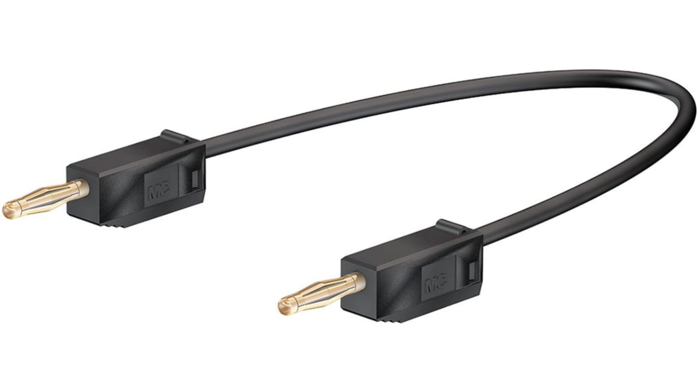 Cable de prueba Staubli de color Negro, Conector, 60V dc, 10A, 75mm