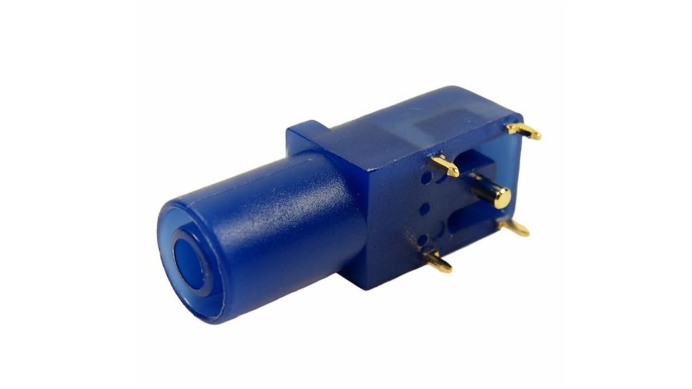 Conector banana Hembra, 24A, 1kV, Contacto Oro, Azul