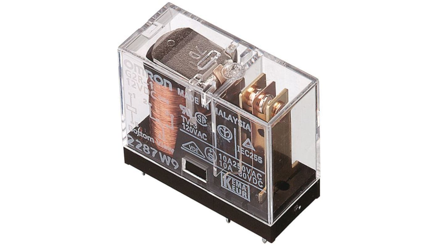 Omron PCB Mount Power Relay, 12V Coil, 4A Switching Current, DPDT