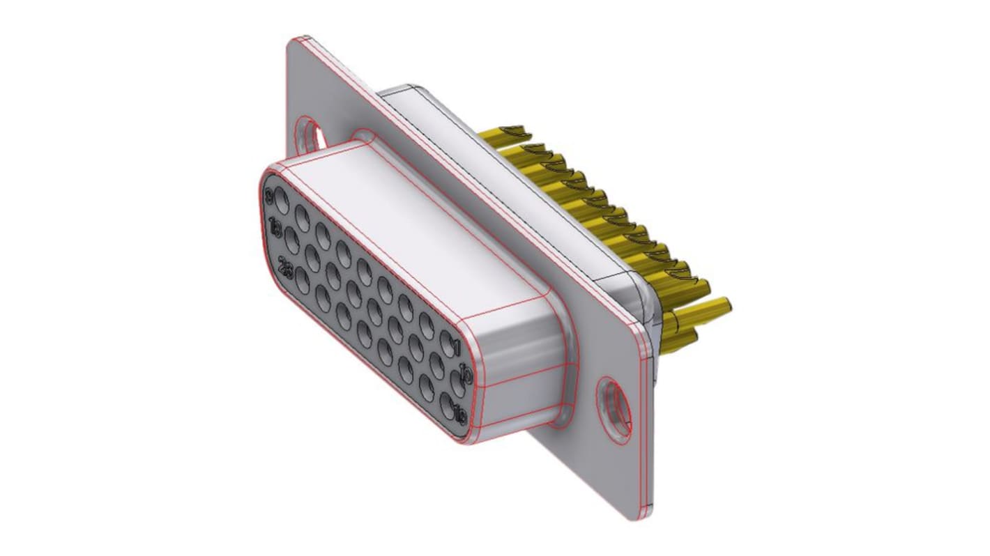 Connecteur Sub-D Prise femelle Deltron 26 voies Montage par soudure Droit