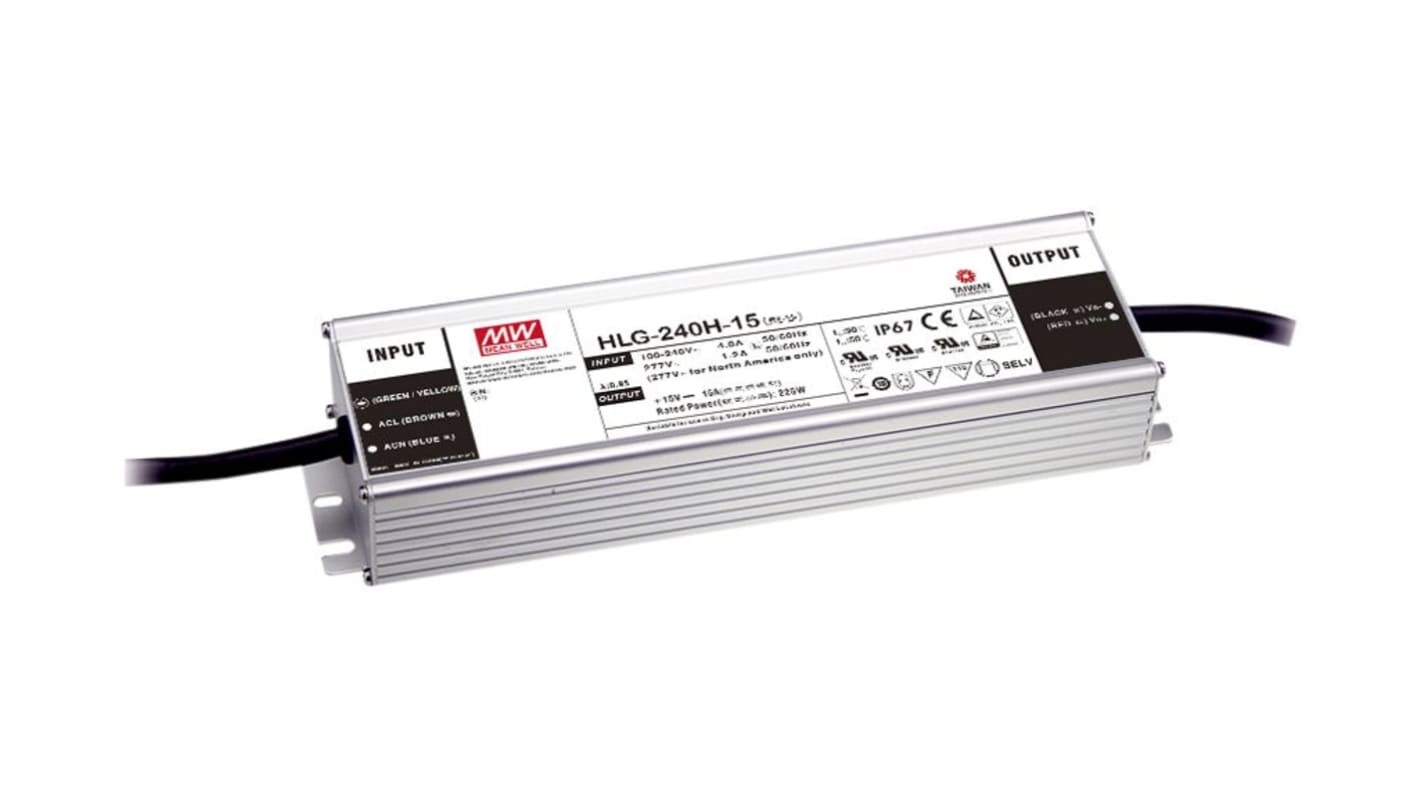 Driver LED corriente/tensión constante MEAN WELL, IN: 305 V ac, OUT: 38.5V, 6.7A, 241W, no regulable