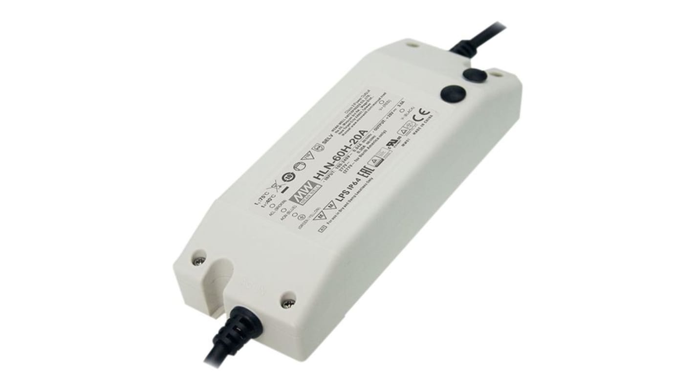 MEAN WELL Dimmable LED Driver, 48V Output, 62W Output, 1.3A Output, Constant Current / Constant Voltage Dimmable