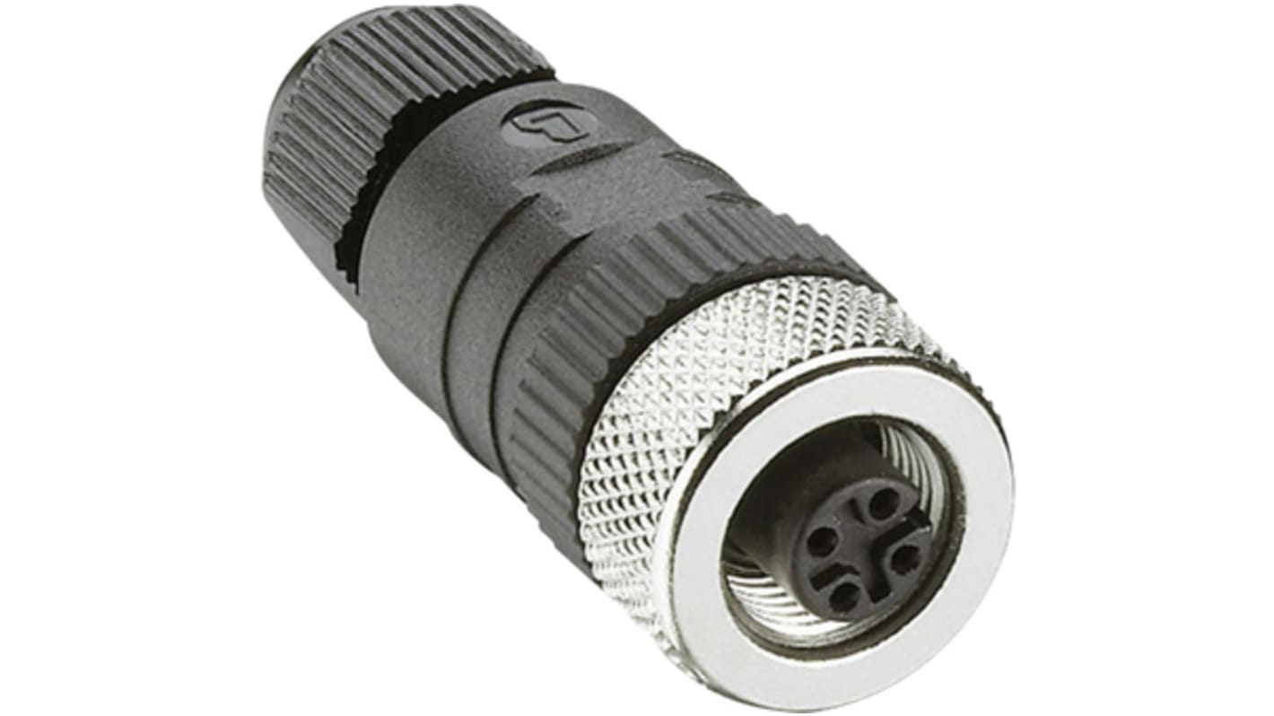 Lumberg Automation Socket, 4 Contacts, Cable Mount, M12 Connector, Plug, Female, IP67, M12 Lumberg Series
