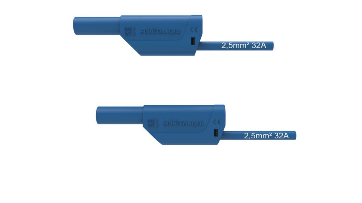 Cables de prueba Schutzinger de color Azul, Conector, 1kV, 32A, 1m