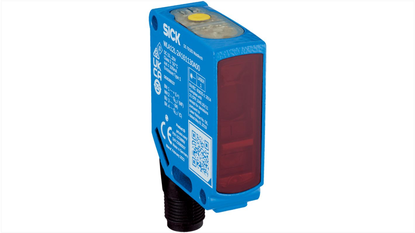 Fotocélula rectangular Sick Retrorreflectante, alcance 11 m, salida PNP/NPN, Conector Cableado M12, IP66, IP67, IP69