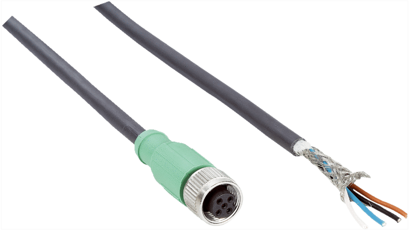 Sick Straight Female 5 way M12 to Straight Male Unterminated Connector & Cable, 10m