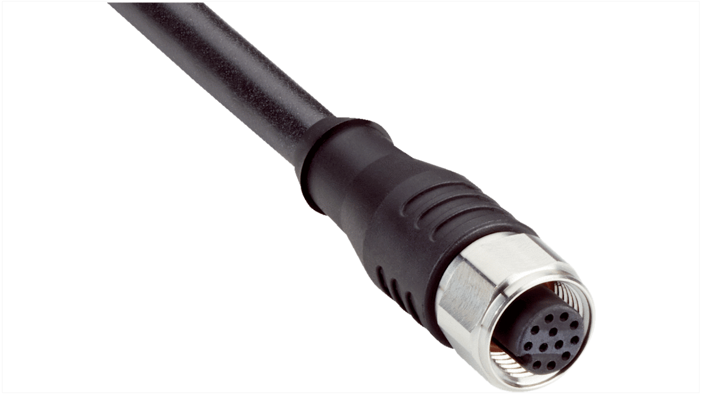 Sick Straight Female 12 way M12 to Unterminated Connector & Cable, 5m