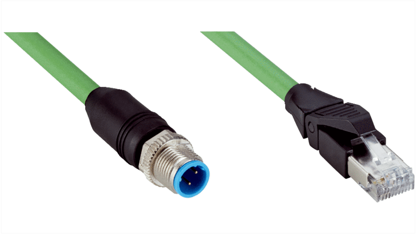 Sick Straight Male 4 way M12 to Straight Male 4 way RJ45 Connector & Cable, 3m