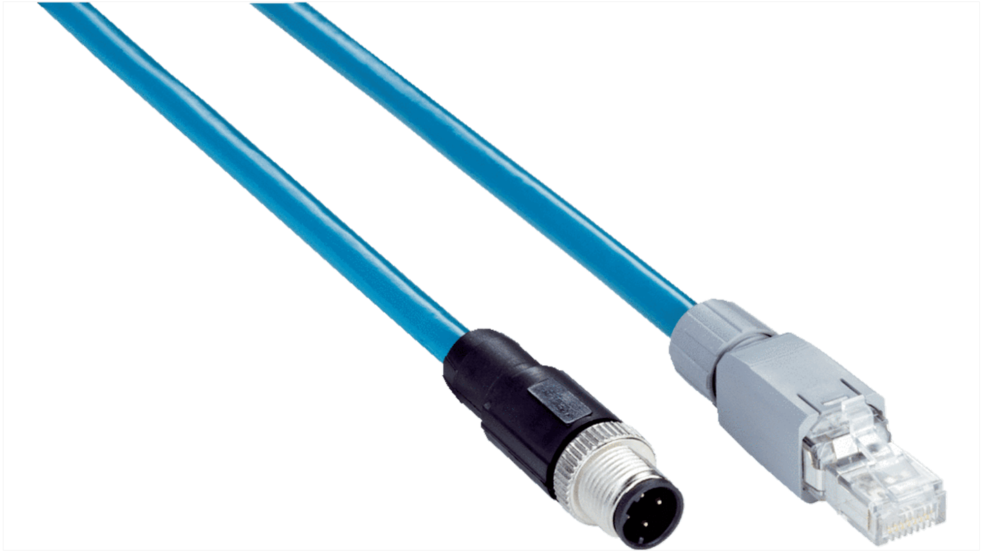 Złącze i kabel ze złączem Złącze M12 liczba rdzeni 4 długość 5m Rodzaj A Męskie Złącze B RJ45