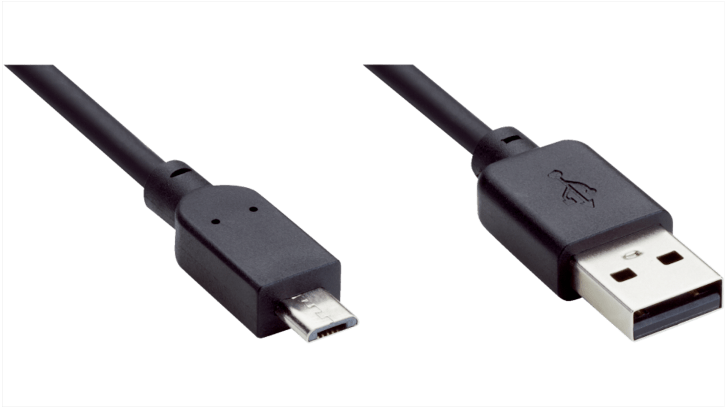 Conector y cable Sick, con. A Micro USB B Macho, 4 polos, con. B USB A Macho, 4 polos, long. 5m, 5 V CA/CC, 500 mA