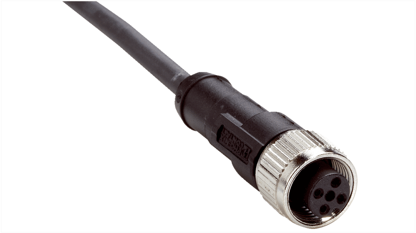 Conector y cable Sick, con. A M12 Hembra, 4 polos, con. B Sin terminación, long. 5m, 250 V, 4 A, IP65, IP67, IP68