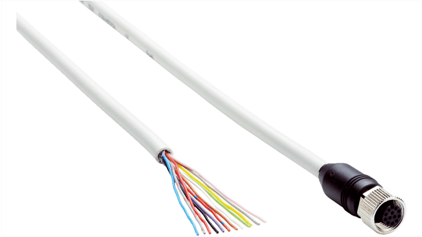 Sick Straight Female 12 way M12 to Unterminated Connector & Cable, 5m