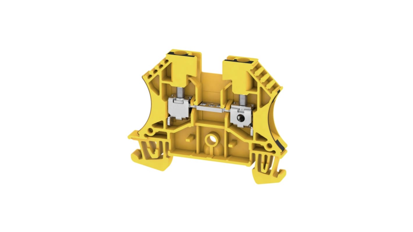 Weidmüller WDU Series Black, Yellow Feed Through Terminal Block, 4mm², 1-Level, Screw Termination, ATEX, IECEx