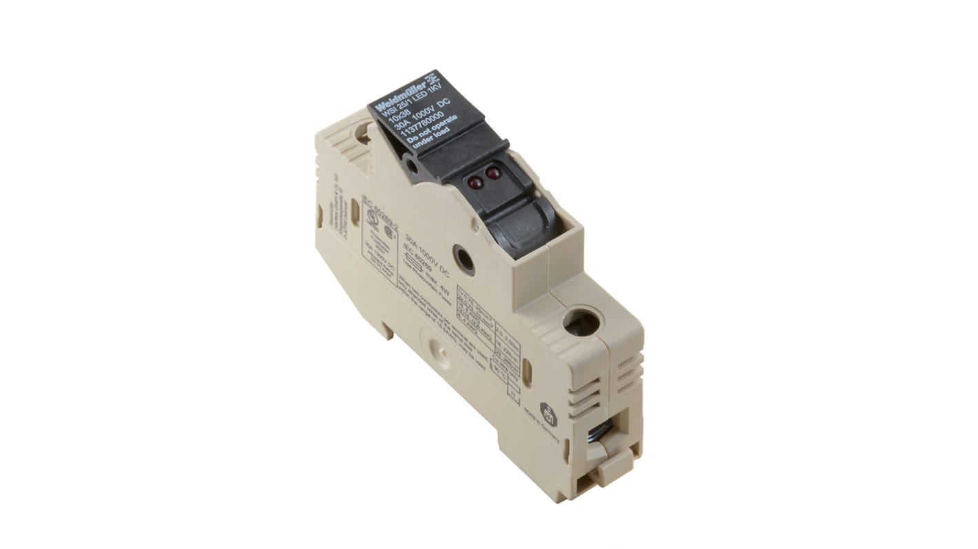 Weidmüller WSI Series Dark Beige Fuse Terminal Block, 25mm², 1-Level, Screw Termination, Fused, ATEX, IECEx