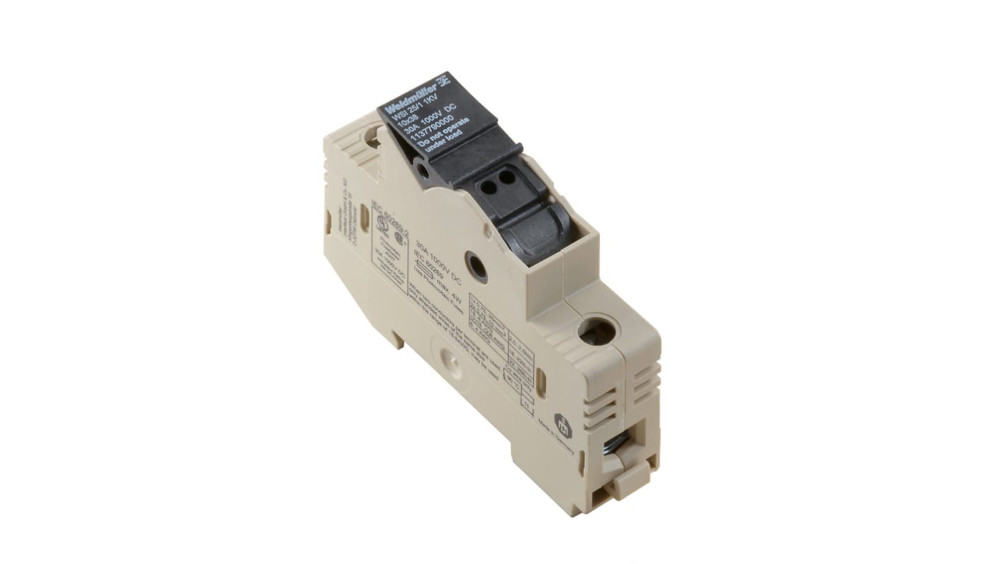 Weidmüller WSI Series Dark Beige Fuse Terminal Block, 25mm², 1-Level, Screw Termination, Fused, ATEX, IECEx