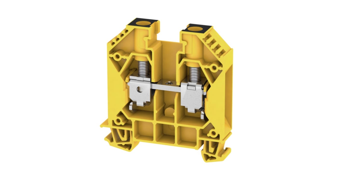 Weidmüller WDU Series Black, Yellow Feed Through Terminal Block, 6mm², 1-Level, Screw Termination, ATEX, IECEx