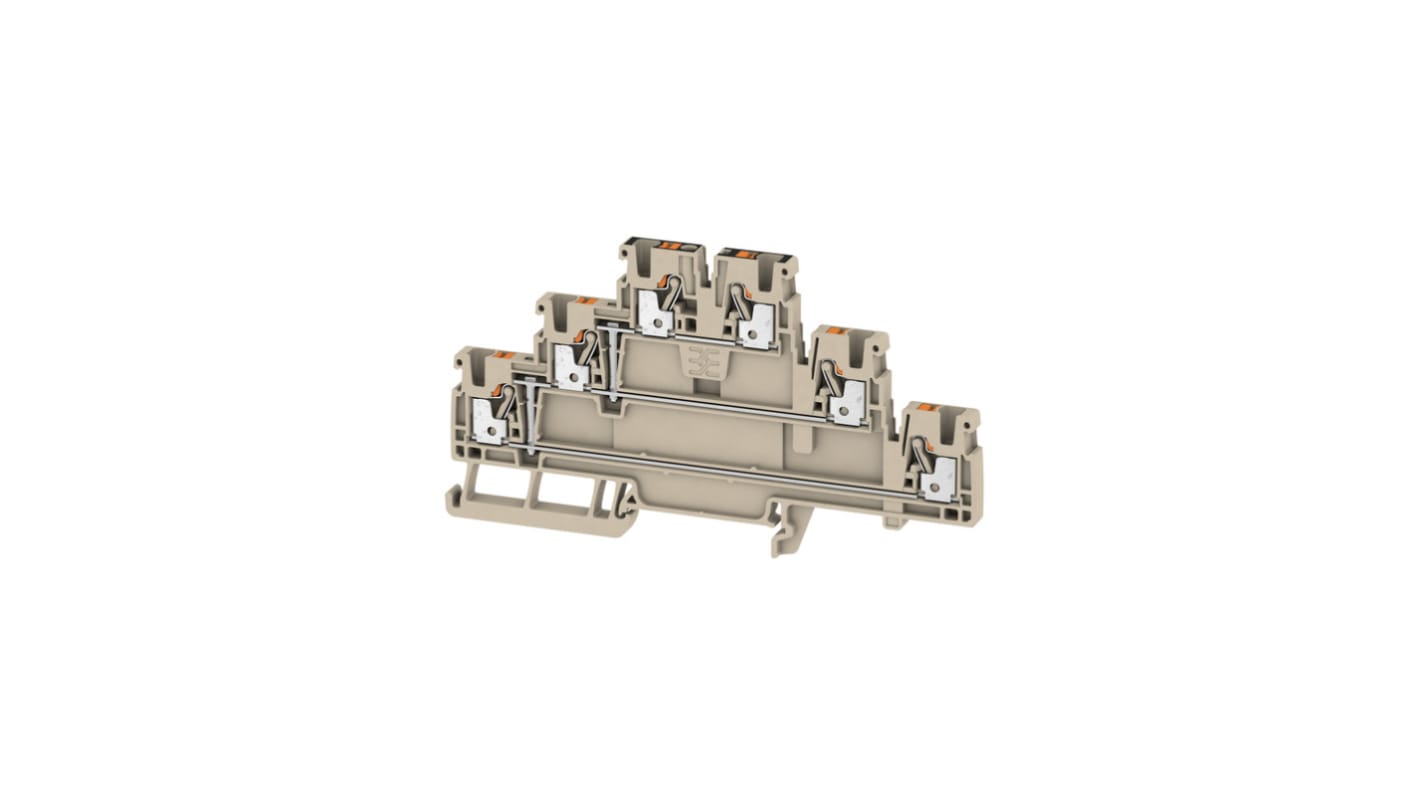 Weidmüller A3T Series Dark Beige Multi Level Terminal Block, 2.5mm², 3-Level, Push In Termination, ATEX, IECEx