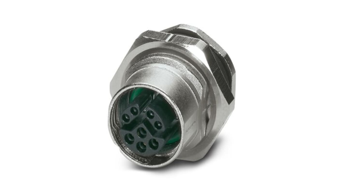 Phoenix Contact Connector, 8 Contacts, Rear Mount, M12 Connector, Socket, Female, IP67, SACC-DSI-FSY-8CON-M16-L180 SCO