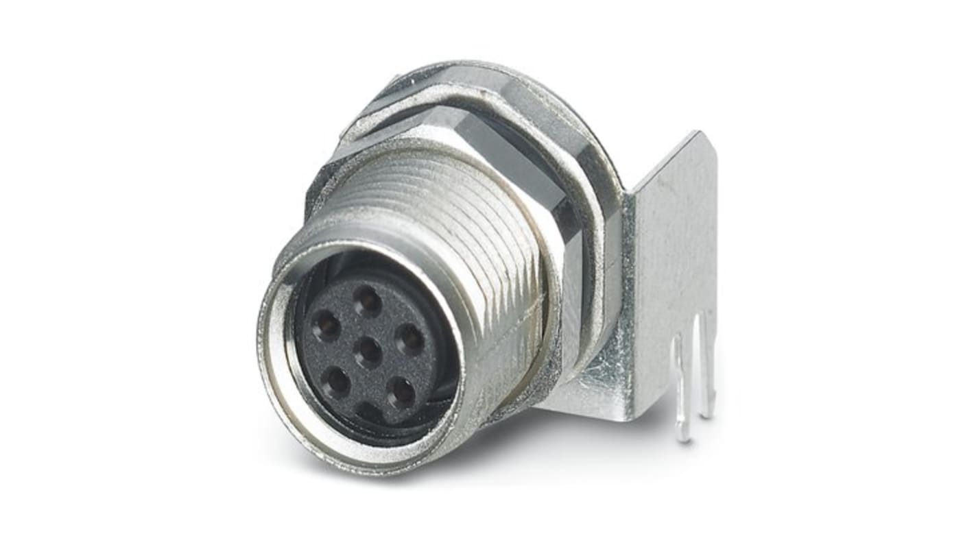 Phoenix Contact Connector, 6 Contacts, Rear Mount, M8 Connector, Socket, Female, IP67, SACC-DSI-M8FS-6CON-M10-L90 SH