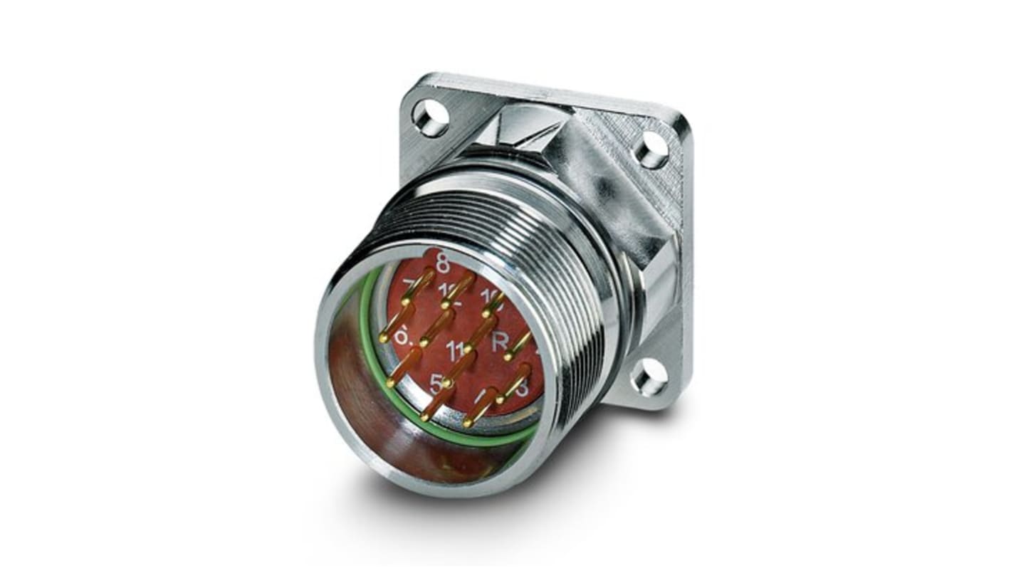 Phoenix Contact Connector, 12 Contacts, Front Mount, M23 Connector, Plug, Male, IP67, RF-12P2N8AWV00 Series