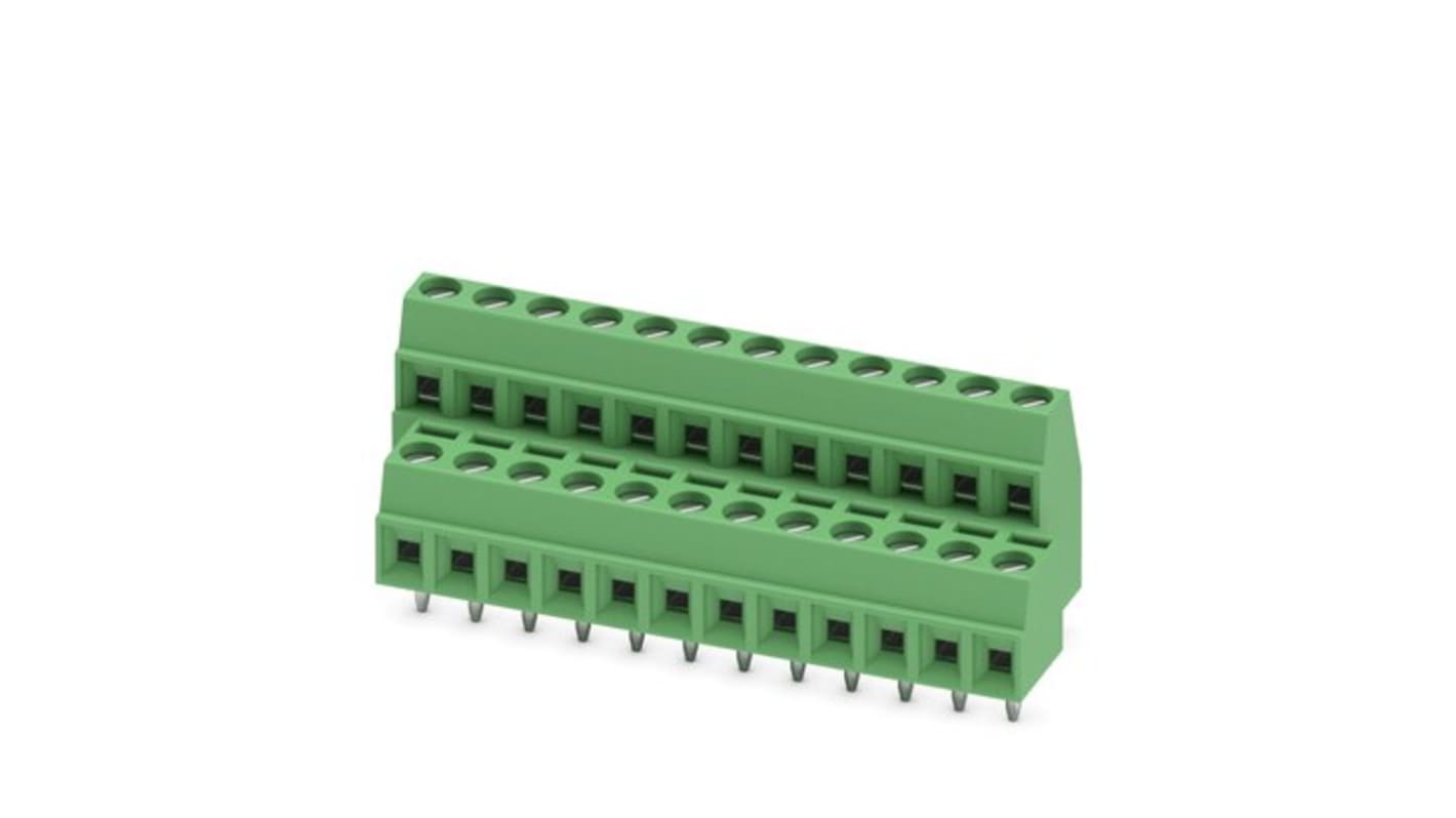 Phoenix Contact 81, MKKDS 1/12-3 Series PCB Terminal Block, 24-Contact, 3.81mm Pitch, Solder Mount, 2-Row, Screw