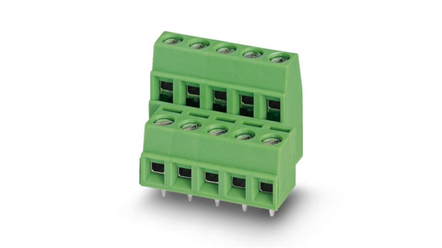 Phoenix Contact 5/ 8-5, 08, MKKDSN 1 Series PCB Terminal Block, 16-Contact, 5.08mm Pitch, Solder Mount, 2-Row, Screw