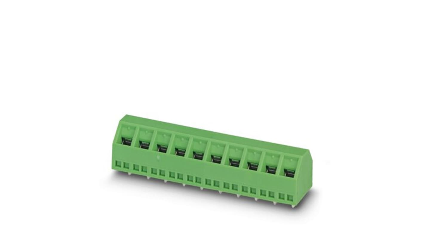 Phoenix Contact 5/ 4-5, 08, SMKDSN 1 Series PCB Terminal Block, 4-Contact, 5.08mm Pitch, Solder Mount, 1-Row, Screw