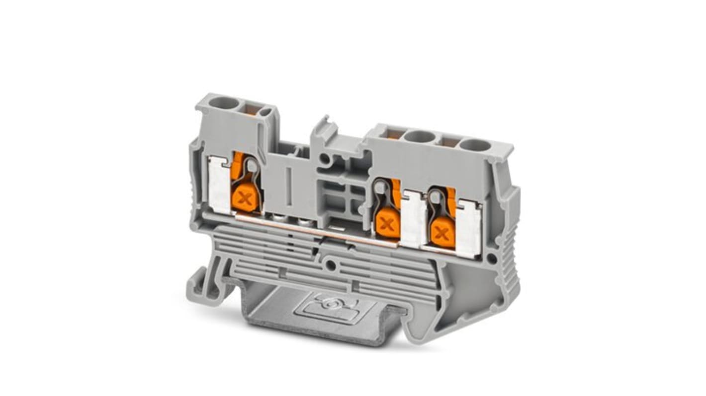 Phoenix Contact 5-TWIN, XT 2 Series Grey Feed Through Terminal Block, 2.5mm², 3-Level, Push-X Termination