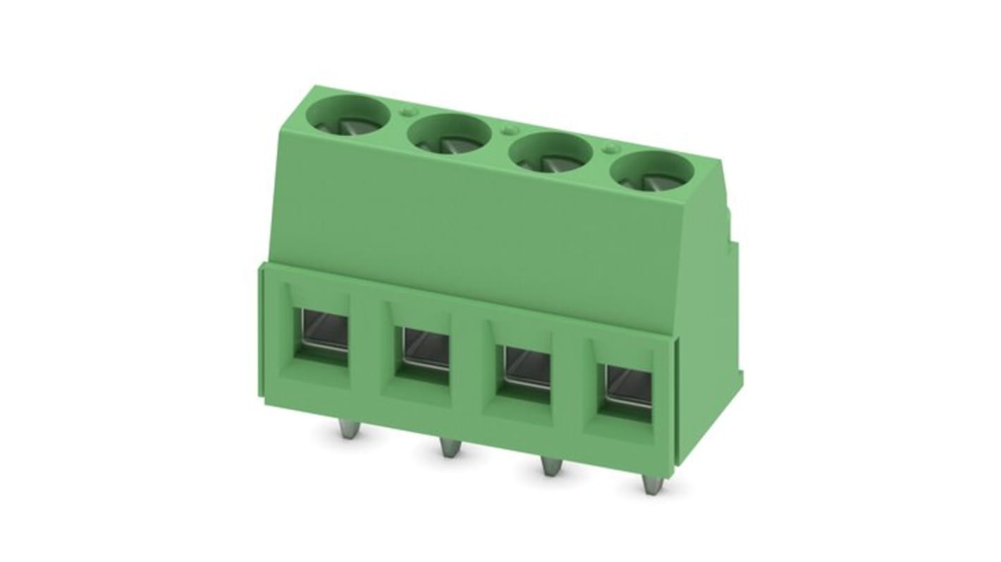 Phoenix Contact 81, SMKDS 1/ 4-3 Series PCB Terminal Block, 4-Contact, 5.08mm Pitch, Solder Mount, 1-Row, Screw