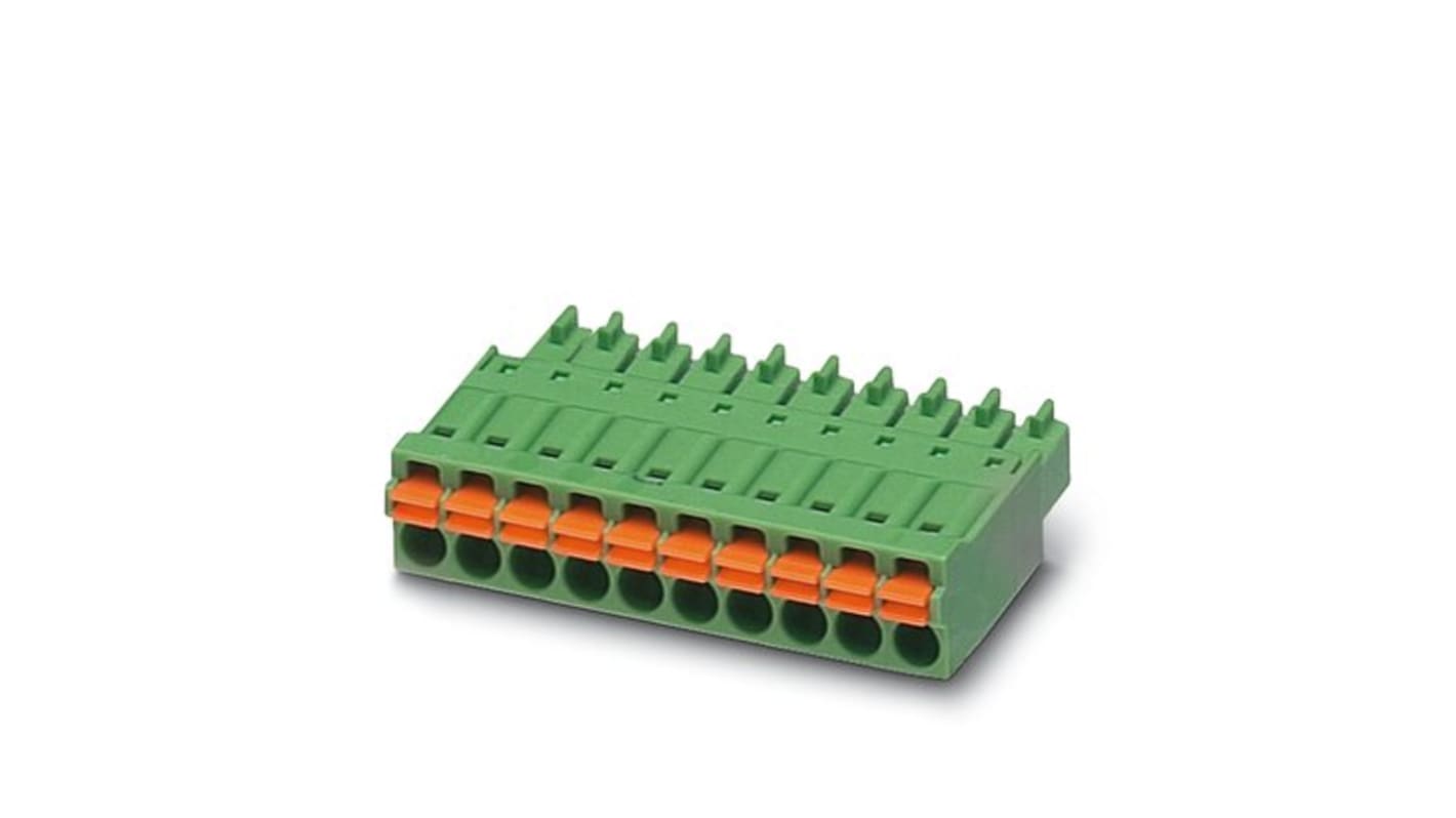 Phoenix Contact 3.5mm Pitch 7 Way Pluggable Terminal Block, Plug, Solder Mount, Push In Spring Termination