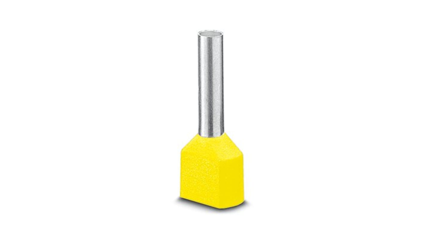 Phoenix Contact, AI-TWIN 2X 6 -14 YE Insulated Ferrule, 14mm Pin Length, 4.9mm Pin Diameter, Yellow