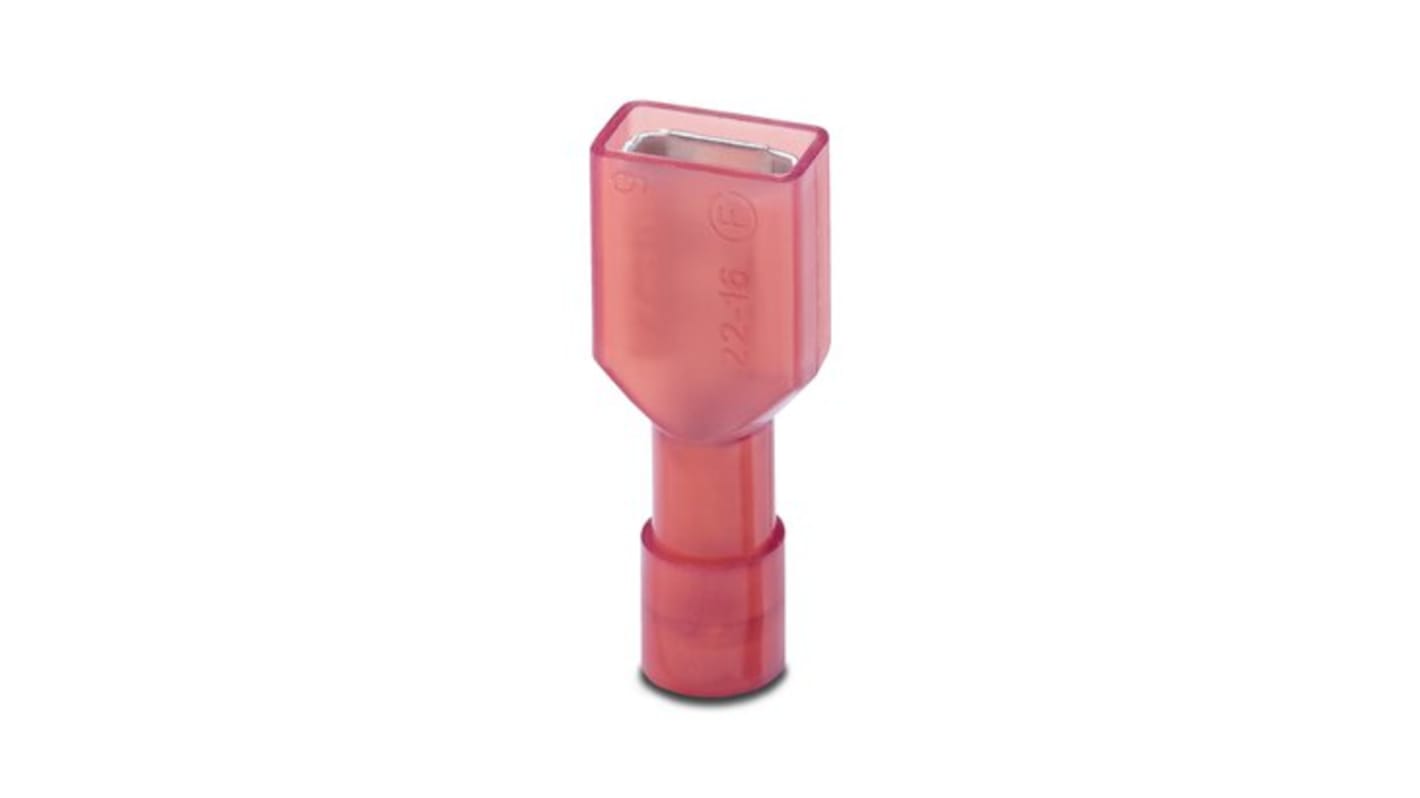 Phoenix Contact C-SCFFI Red Insulated Plug Spade Connector, Slip-on Sleeve, 6.3 x 0.8mm² Tab Size