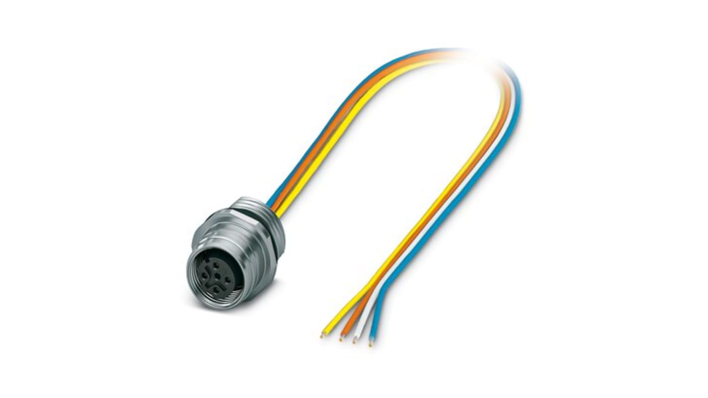 Phoenix Contact Connector, 4 Contacts, Front Mount, M12 Connector, Socket, Female, IP67, SACC-E-FSD Series
