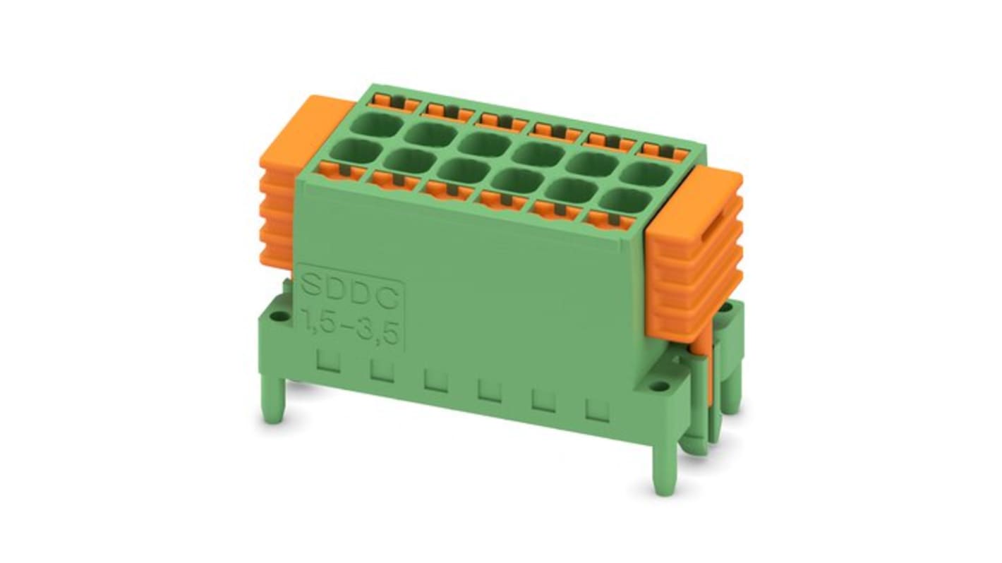 Phoenix Contact SDDC Series PCB Terminal Block, 12-Contact, 3.5mm Pitch, Through Hole Mount, 2-Row, Screw Termination