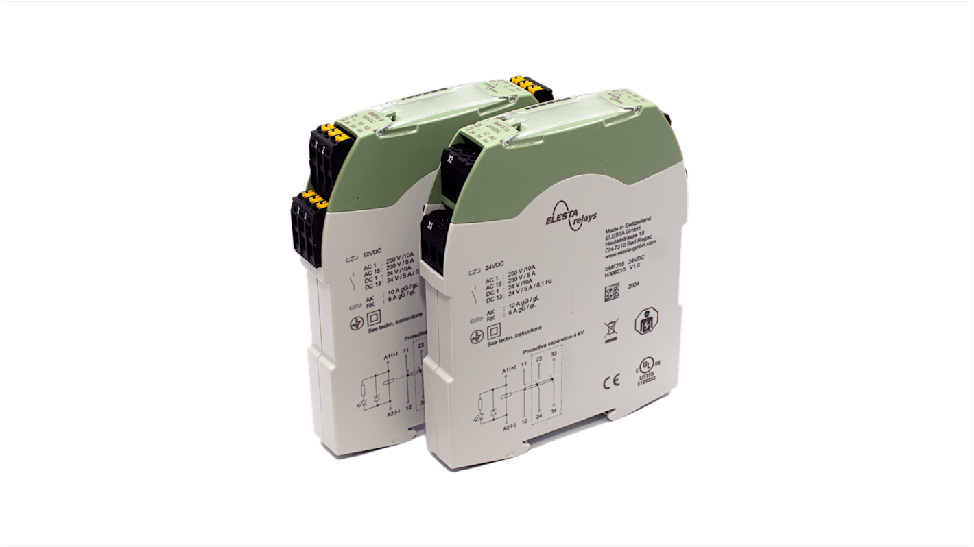 Elesta DIN Rail Force Guided Relay, 24V dc Coil Voltage, 3 Pole, 2NO/1NC