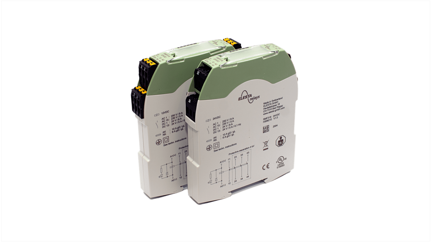 Elesta DIN Rail Force Guided Relay, 12V dc Coil Voltage, 4 Pole