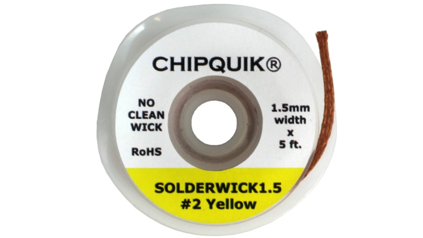 Tresse à dessouder, CHIPQUIK, 5ft x 1.5mm SOLDERWICK1.5, Sans nettoyant