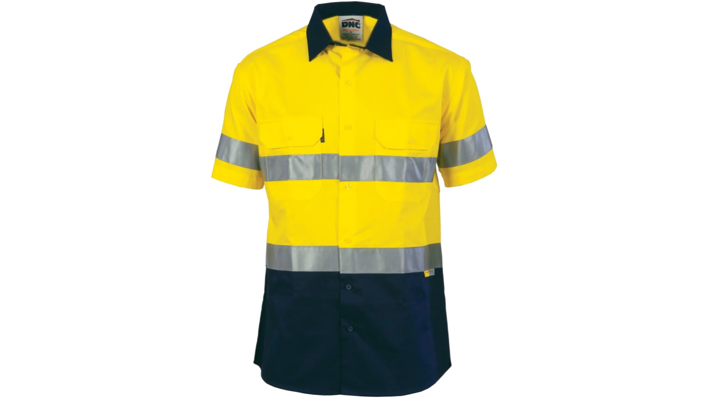 DNC TDJH 3887 Yellow/Navy Hi Vis Fabric Shirt, UK S, EU S