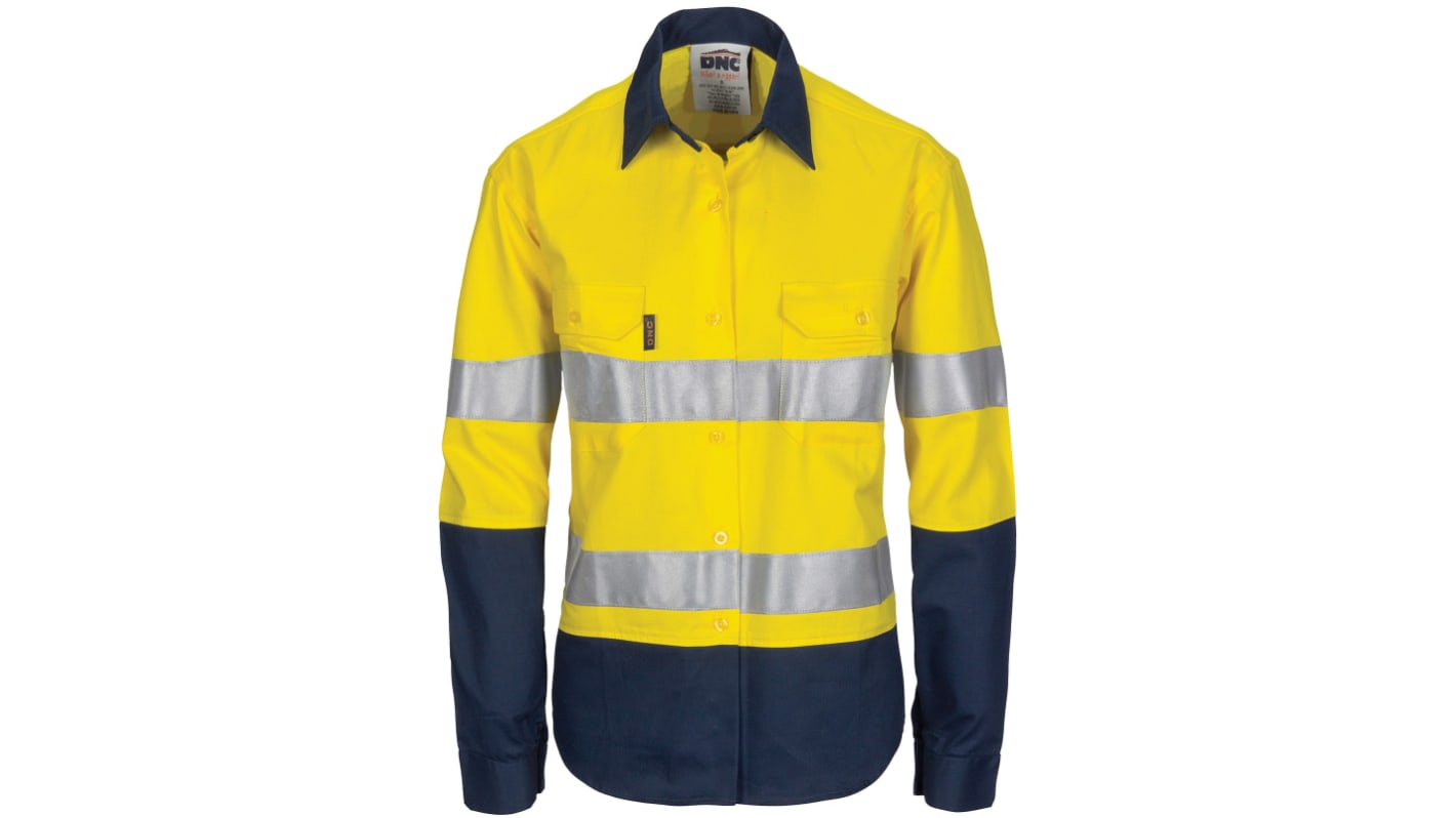 DNC TDJH 3786 Yellow/Navy Hi Vis Fabric Shirt, UK 12, EU 12