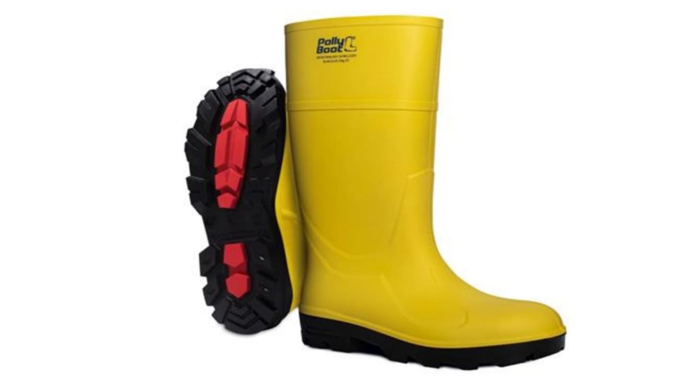 Pollyboot ALFA PO Yellow/Black Steel Toe Capped Unisex Safety Boots, UK 8, EU 42