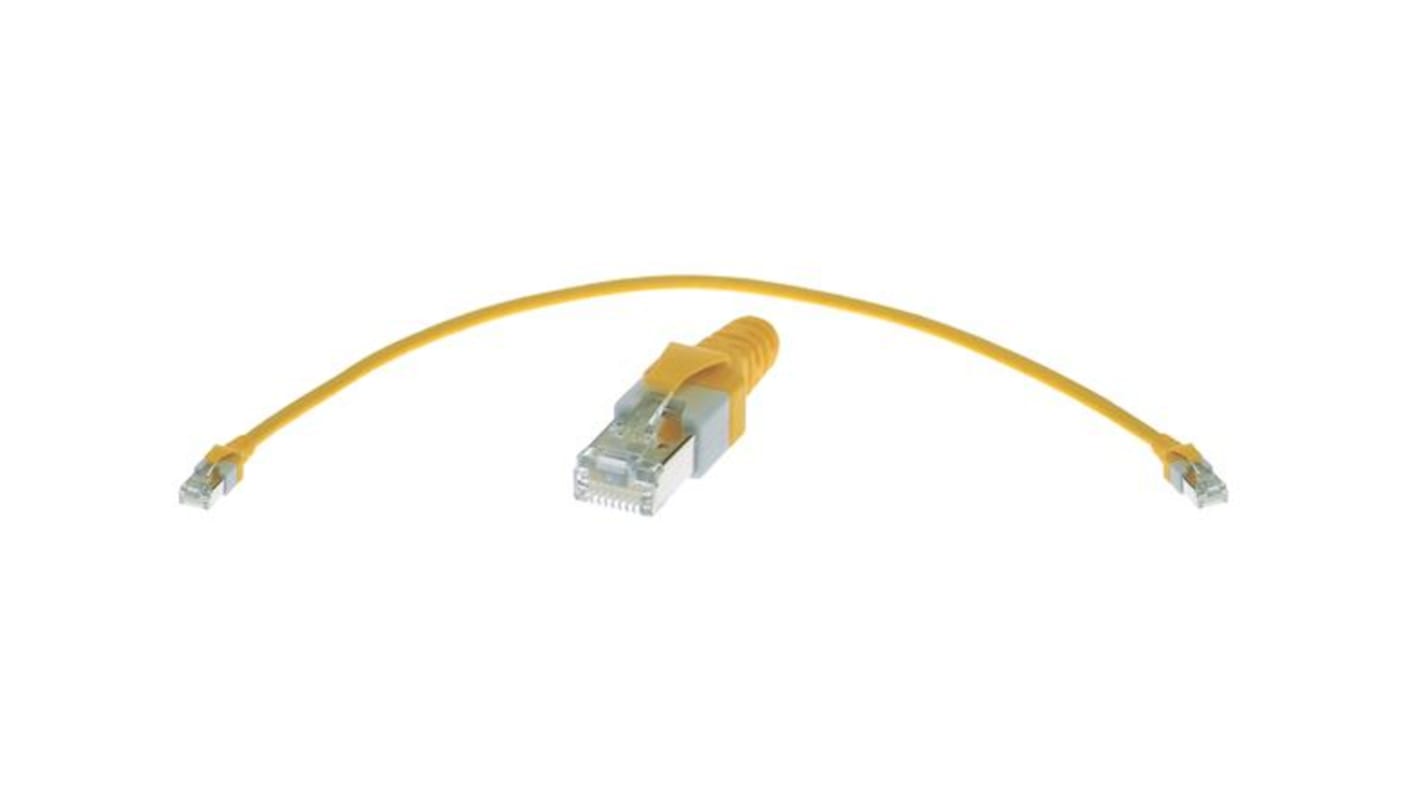 HARTING Cat5e Straight Male RJ45 to Straight Male RJ45 Cat5e Cable, SF/UTP, Yellow Polyurethane Sheath, 300mm