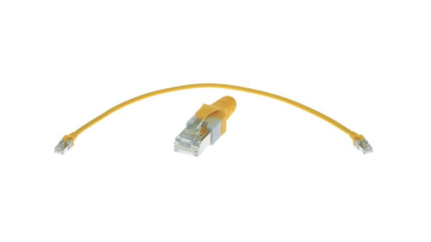 HARTING Cat5e Straight Male RJ45 to Straight Male RJ45 Cat5e Cable, SF/UTP, Yellow Polyurethane Sheath, 3m