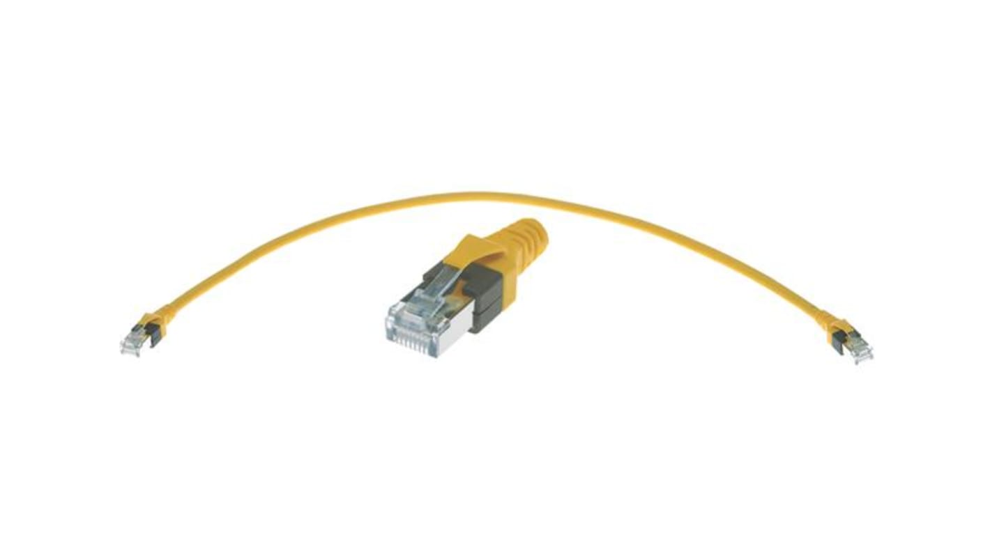 HARTING Cat6 Straight Male RJ45 to Straight Male RJ45 Cat6 Cable, S/FTP, Yellow Polyurethane Sheath, 200mm