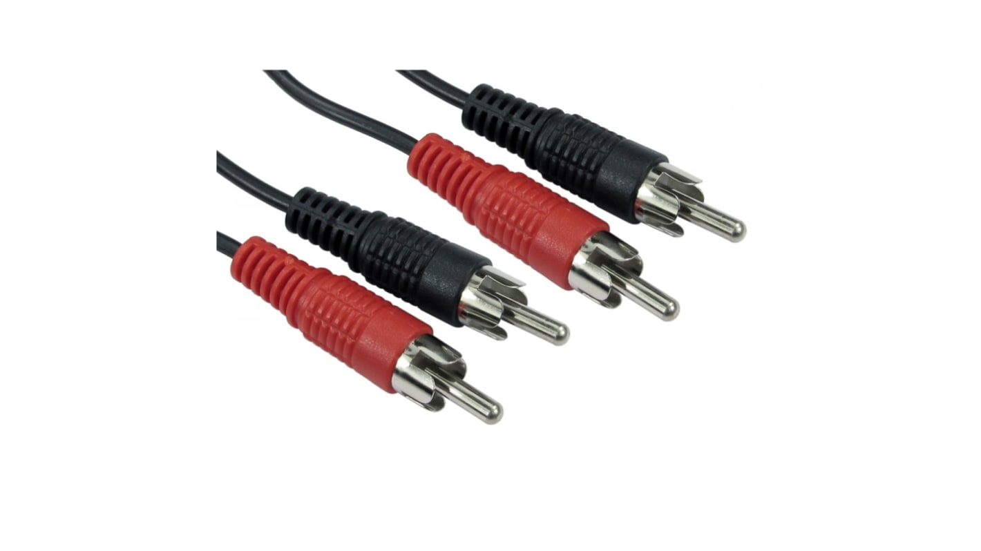 RS PRO Male RCA x 2 to Male RCA x 2 RCA Cable, Black, 3m