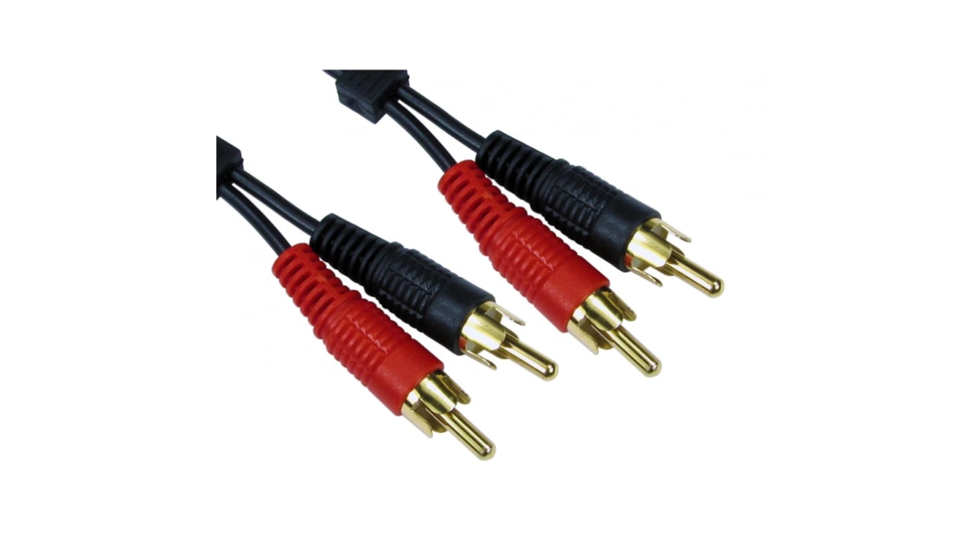 RS PRO Male RCA x 2 to Male RCA x 2 RCA Cable, Black, 500mm