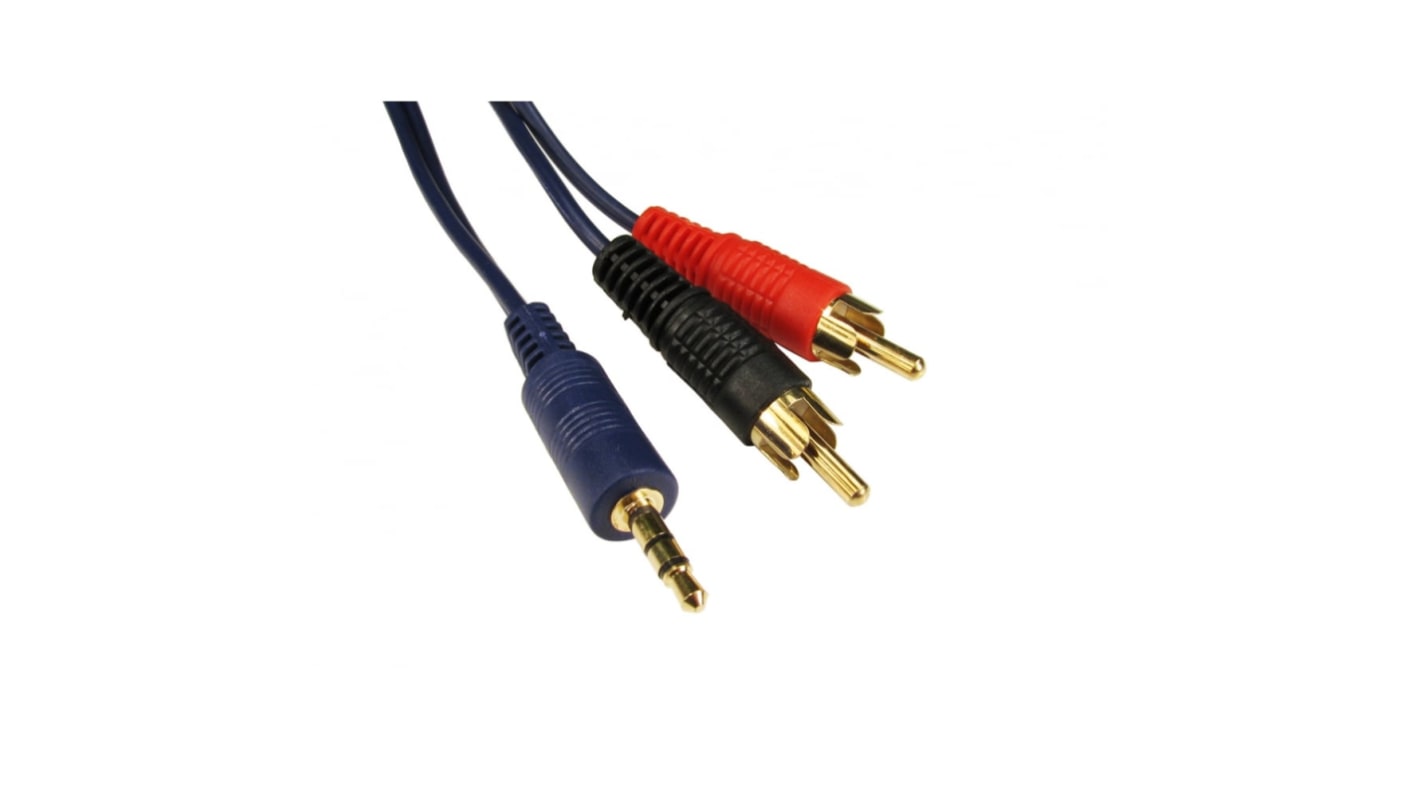 RS PRO Male RCA x 2 to Male 3.5mm Stereo Jack RCA Cable, Black, 10m