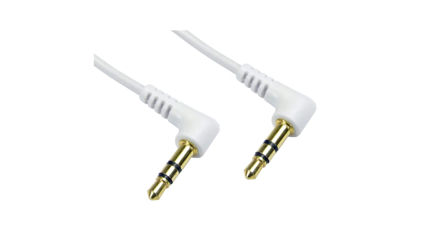 RS PRO Male 3.5mm Stereo Jack to Male 3.5mm Stereo Jack Aux Cable, White, 1.5m