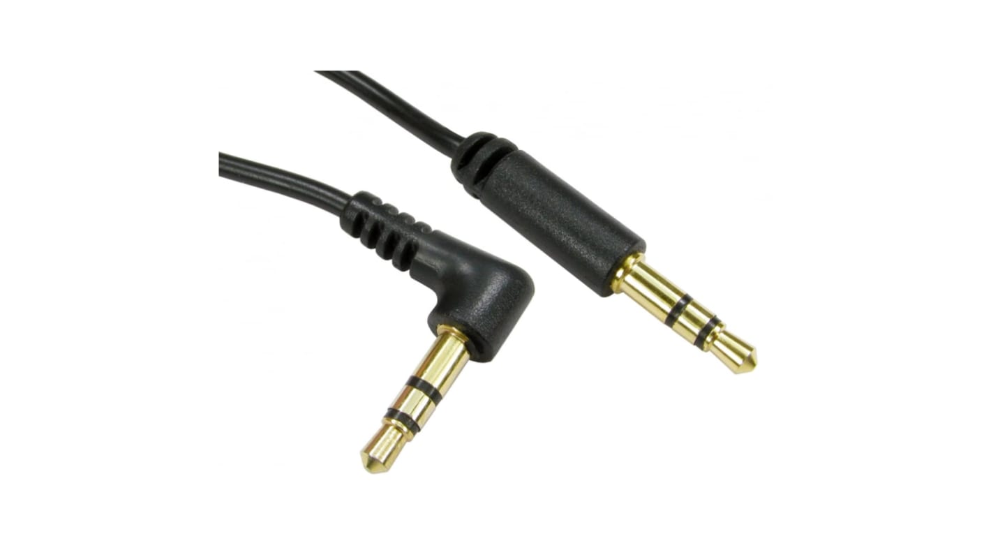 RS PRO Aux Kabel, Stereo-Jack, 3,5 mm / Stereo-Jack, 3,5 mm Stecker Stecker L. 1m Schwarz