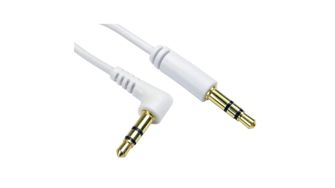 RS PRO Male 3.5mm Stereo Jack to Male 3.5mm Stereo Jack Aux Cable, White, 1.5m