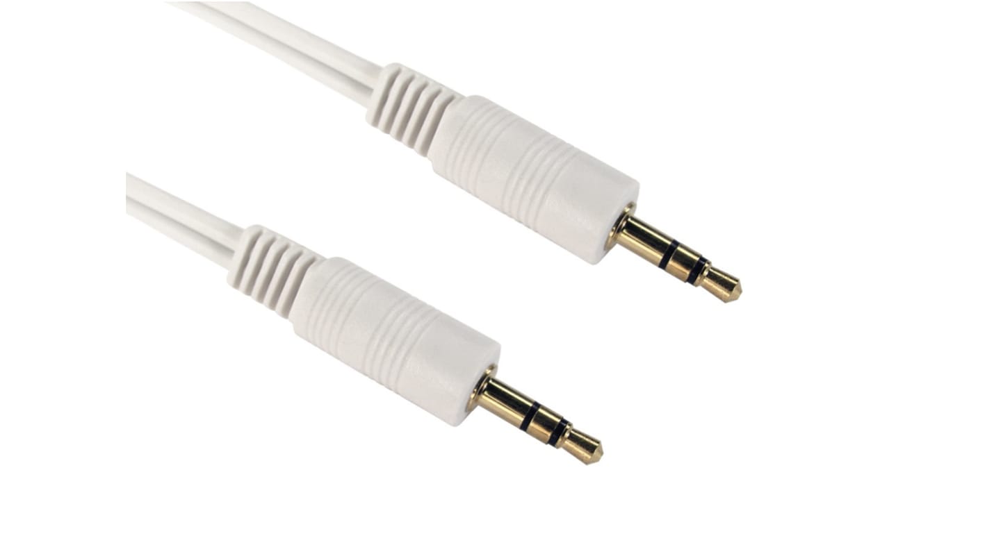 RS PRO Male 3.5mm Stereo Jack to Male 3.5mm Stereo Jack Aux Cable, White, 200mm